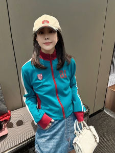 เสื้อสเวตเตอร์คอตั้งมีซิปสำหรับผู้หญิง ทรงหลวม ทรงสลิมฟิต ลำลอง ฤดูใบไม้ร่วง 2025 แฟชั่น เสื้อคลุมกีฬา ผ้าฝ้ายผสมโพลีเอสเตอร์