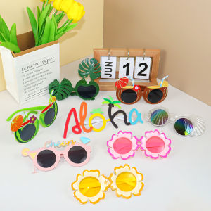 Hawaiian Funny Party Photo Props Glasses Aloha Shell Glasses Summer Tropical Birthday Party Decoration Pool Beach Wedding Supply