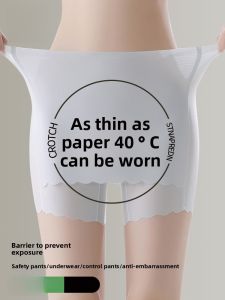 MiiOW | Cat Woman Safety Pants Ice Silk Seamless Underwear Womens Two-In-One Summer Anti-Light Bottoming Trousers Cover Triangle Area