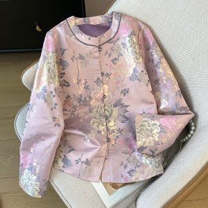 Áo Khoác Phong Cách Trung Hoa Cổ Đứng Dành Cho Nữ Áo Sơ Mi Cải Tiến Phong Cách Song Jin Họa Tiết Hoa Cài Nút Cổ Điển Mùa Xuân Thu