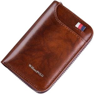 WILLIAMPOLO | Genuine Leather Large Capacity Anti Theft Multi Card Slot Mini Wallet