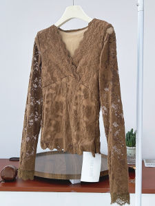 MANMI | Áo Blouse Voan Thêu Vintage Cổ V Pháp