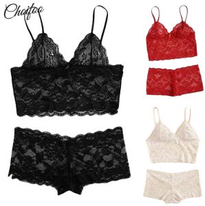 ChoiFoo ชุดนอนลูกไม้สองชิ้นสำหรับผู้หญิงใส่ในฤดูร้อนเซ็ตกระชับสองชิ้นชุดนอนแบบผ้าบางระบายอากาศได้ดีเสื้อเอวลอยเข้ารูปพอดี + กางเกงขาสั้นนุ่มแนะสวมสบายเป็นมิตรกับผิวชุดนอน