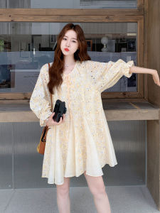 Yellow Sweet Youthful First Love Girl Lace Embroidery Fleeing Princess Summer New Style Small Size Womens Dress