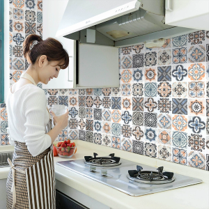 10PCS 10x10cm European American style Tile Stickers Waterproof Stickers Self-adhesive Wallpa