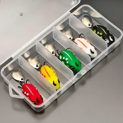 ANFS 5pcs Mini Frog Soft Bait- Artificial Lifelike Fishing Lures Bionic Sequin for Freshwater and Saltwater Fishing
