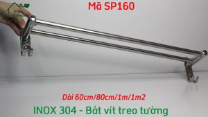 Thanh treo khăn Inox 304 PHÁT ĐẠT không rỉ sét (dài 6080cm1m1m2) máng khăn giá móc khăn mặt vắt khăn (SP034.036A.036B.160)