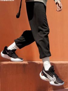 กางเกงบาสเก็ตบอลฝึกซ้อมชาย ฤดูใบไม้ผลิและฤดูใบไม้ร่วง กางเกงขายาวสีเทา กางเกงขายาวลำลองหลวมๆ สไตล์อเมริกัน กางเกงขายาวทรงสลิมฟิต