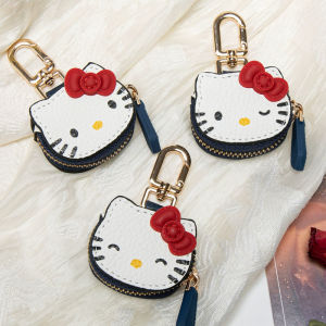 Takara Tomy | Anime Hello Kitty Cartoon Personalized Creative Leather Bag Keychain Pendant Fashion Clothing Accessories Birthday Girl Gifts