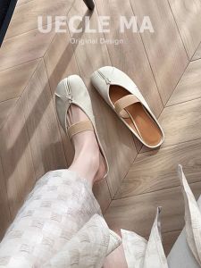 UECLE MA | Summer Slip-on Flat Shoes For Skirt French Pig-toe Split Toe