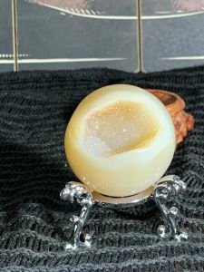 New Arrival!! Grayish Blue Agate Skin Amethyst tooth Yellow White Moss Agate Skin Sparkling Sandy yellow tooth Smiling face Balls!! Stand included.
