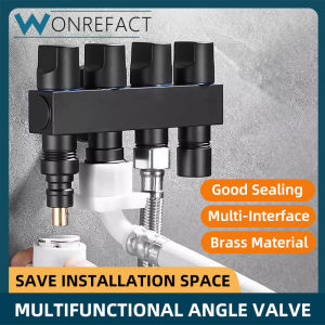 Black Toilet Angle Valve 3 Outlets Independent Control Tap | Anti-Rust Brass Diverter 5cm Lengthened Adapter G1/2 G3/4
