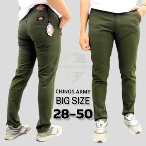 Chino Panjang Pria Distro Tebal Murah Kualitas Premium Warna Hijau Army/Celana Panjang Chino Jumbo Model Standard Terbaru 2023