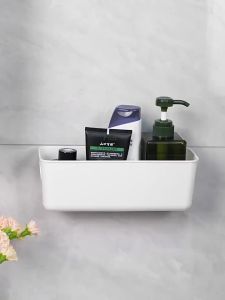 Foldable Wall Mounted Shelf No Drill Adhesive Floating Shelves Retractable Multi-Functional Plastic Shelf for Bathroom Bedroom