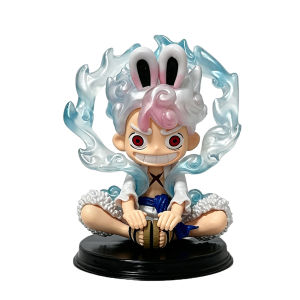 Bandai | Anime One Piece Luffy Figurine Mid Autumn Festival Nika Luffy Sitting Posture Q Version Figurine PVC Model Anime Toy Ornament