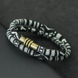 New Bohemia Cord Chain Bracelet Men Women 6mm Double Layer Tibetan Symbols Ethnic Braclet Magentic Clasp Fabric Braslet Pulseria