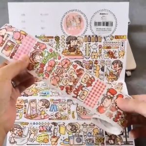 🇲🇾[Malaysia]小麻薯Ready Stock Stickers In Loop Colorful Duga Little Mochi Journal Dairy Washi Tape Cute Cartoon Label Stickers Loops DIY Hand Book Decoration Modern Paper Sticker 多加小麻薯全套循环胶带公主图监