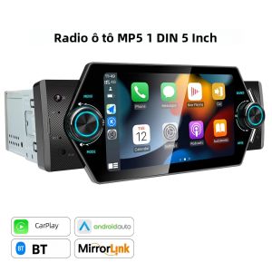 Đầu CD Xe Hơi MP5 5 Inch Màn Hình Cảm Ứng 1DIN Hỗ Trợ Carplay Android Auto Phát Video Camera Lùi Bluetooth FM Sạc Điện Thoại
