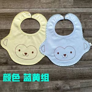 Double-Sided Pure Cotton Saliva Towels Baby Bibs Newborn Infant Scarf Cute Cartoon Button Dinner Napkins 3-Pack Baby Supplies