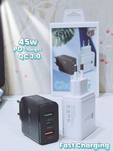 Adaptor Fast Charger Type-C + 2USB PD 45W Quick Charger QC3.0 USB Type C / Kepala Chager Fast Charger