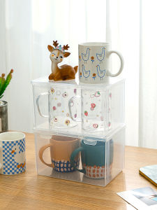 กล่องเก็บแก้วกาแฟ ชั้นวางแก้ว ชั้นวางของสำหรับจัดระเบียบในครัว กล่องเก็บของแบบป้องกันฝุ่น MRUN ขนาดเล็ก ความจุปกติ