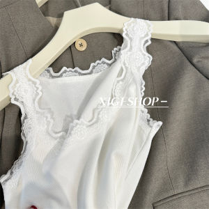 Áo Ba Lỗ Không Tay Ren Ôm Vừa Vặn Cho Nữ Mùa Hè 2025 Áo Ba Lỗ Không Tay Màu Trơn Đa Năng Có Thể Kết Hợp Được Với Mọi Trang Phục