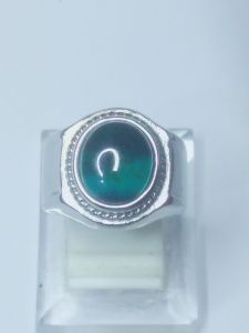 cincin batu bacan Doko majiko asli dim 12×10×5 ring titanium silver size 7