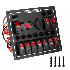 Bảng Điều Khiển 10 Công Tắc Gang Rocker Điều Khiển Nguồn Kép 15A DC Đầu Ra Chống Nước Với Khả Năng Bảo Vệ Quá Tải Chất Liệu ABS + PC + Nhôm