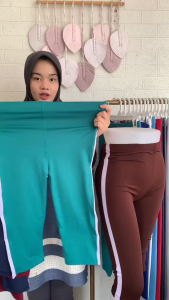 Celana Senam Wanita 7/8 Stripe Bahan Streach Melar Jumbo Training Olahraga Jogging Renang Santai