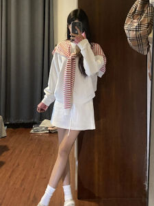 YUEZHONGWEI | Casual Fashion White Sweater and Skirt Set