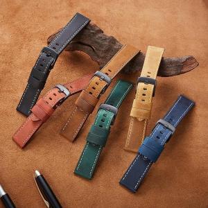 Cowhide Crazy Horse Strap 20mm 22mm 24mm For Panerai Watchband Genuine Leather Waterproof Universal Wrist Band Belt Accessories