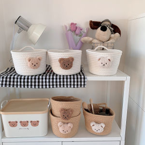 INS Style Cotton Rope Storage Baskets Hanging Bear Desktop Storage Box Sundries Barrettes Hair Ring Hair Accessories Makeup Brush Cotton Thread