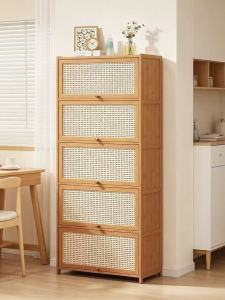 ZHUOHE | Japanese Wicker Storage Cabinet Multilayer Furniture Dustproof