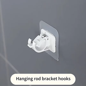 Cangkuk Klip Pelbagai Guna Fixed Clip Household 1Pcs Curtain Rod Bracket Adjustable Holder Clamp Punch-free Rod Bracket Adhesive Wall Curtain 挂钩夹支架