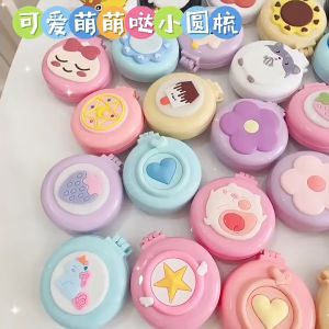 Sisir Cermin Lipat Bulat Mini Souvenir Kaca Lipat Lucu Karakter Rambut Anti Kusut Travel 2 in 1 Praktis