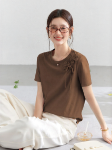 Vimly | Áo Thun Cổ Tròn Phong Cách Dễ Dàng Có Thêu Hoa