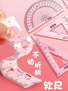 Student Set of 4 Soft Ruler 15Cm 20Cm Foldable Ultra Soft Triangle Ruler Soft Gel Children Stationery Measurement Tools