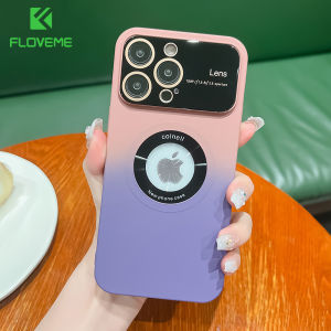 FLOVEME Gradient Matte Large Window Phone Case For iphone 14 13 12 11 Pro Max 14 Plus Logo Hole Wireless Charging Full Protection Soft TPU Shockproof Back Cover For iphone 14 13 12 11