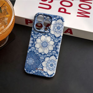 Blue White Landscape Art For iPhone 17 16 15 14 13 12 Pro Max Slim Shockproof Cover for iPhone Air Case Blank