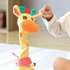 Dancing Talking Giraffe Plush Toy Rechargeable Musical Educational Doll with Lights Interactive Baby Gift for Travel Party