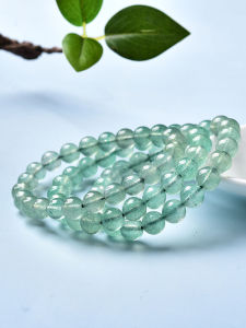 Green Strawberry Quartz Bracelet Womens Crystal Bracelet Peacock Green Strawberry Crystal Rough Stone Green Beads Scattered Beads Single Circle Bracelet