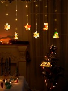 Christmas Decoration Light Curtain Decoration Lights String Elk Bell Deer Star Fairy Light for Outdoor Wedding Party Christmas Tree Decoration