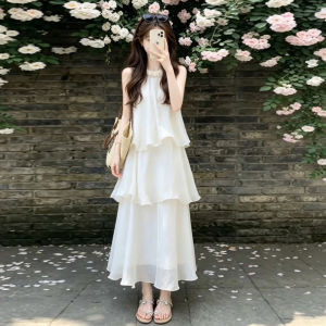 SUSIEYUAN | Đầm Mùa Hè Dây Kéo Trắng Phong Cách Pháp
