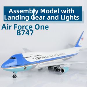 CHENXING | With Wheel Lighting Boeing B747 Air Force One Aircraft Model Large Size