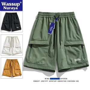 Wassup Nuraya Casual Workwear Shorts Mens Summer Outdoor Multi-Pocket Breathable Loose Fit Five-Quarter Length Pants