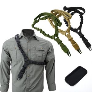 Tactical Rope Strap Adjustable Shoulder Strap Metal Buckle Tactical Gear Elastic Rope Belt Outdoor Hunting Tactical Rope Strap