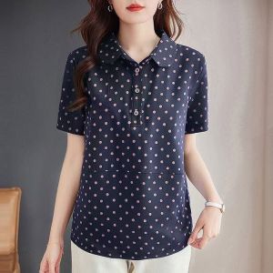 QIAOXIZI | Summer Womens Polo Shirt Short Sleeve T-shirt Loose Fit Fashionable Shirt