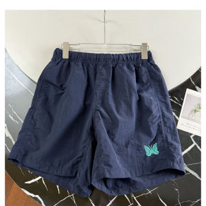 Quần Short Vải Nylon Thêu Bướm Nhanh Khô Mùa Hè Cho Nam Và Nữ Quần Dài Đến Đầu Gối Rộng Rãi Thời Trang Bãi Biển