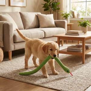 Teeker Pet Corduroy Snake Squeaky Interactive Toy Dog Sounding Paper Toy Safe Non Toxic Bite Resistant Bite Toy for Cats & Dogs