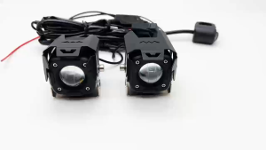 MOFOX 1Pair SK1 Laser Gun MDL Motorcycle Mini Driving Light 60W White Yellow High/Low Beam Spotlight Auxiliary Light With Ballast